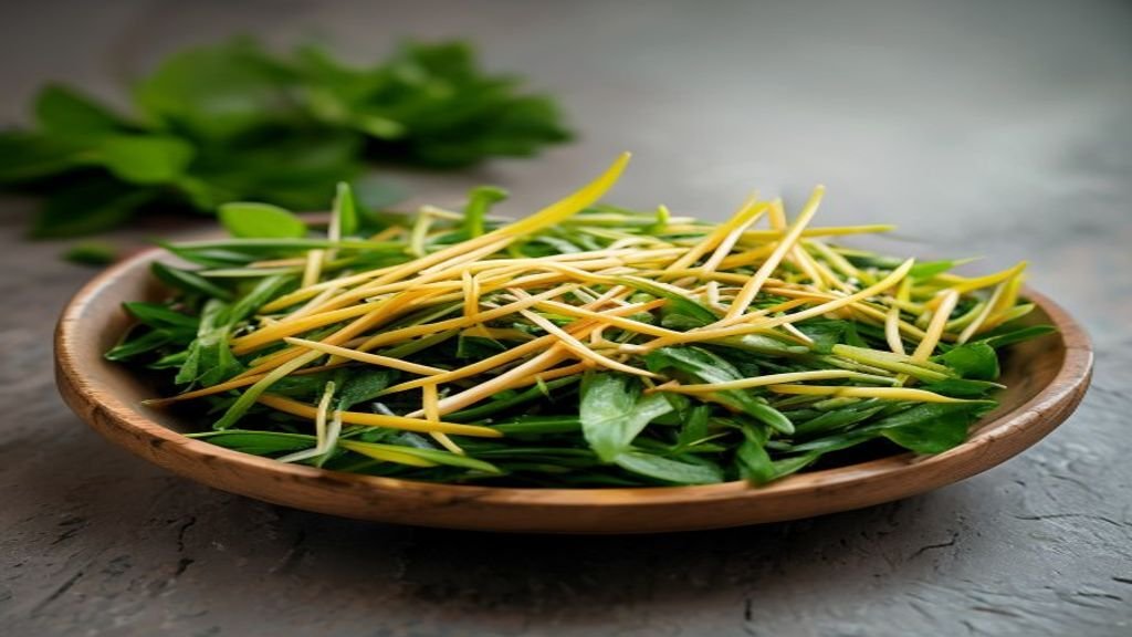 Gambar sayuran segar berwarna hijau dengan bumbu, menampilkan resep sayur sehat lengkap langkah demi langkah.