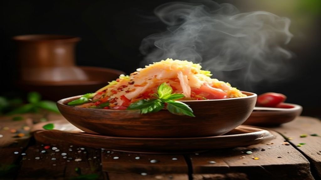 Foto piring soto ayam bening dengan kuah kuning, irisan telur, tauge, dan emping, cocok untuk resep soto tradisional.