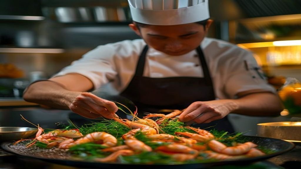Udang goreng saus tiram lezat dengan sayuran segar